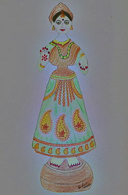 Kondapalli Bomma Decorated with Mango Motifs ~ Illustration by Indira
